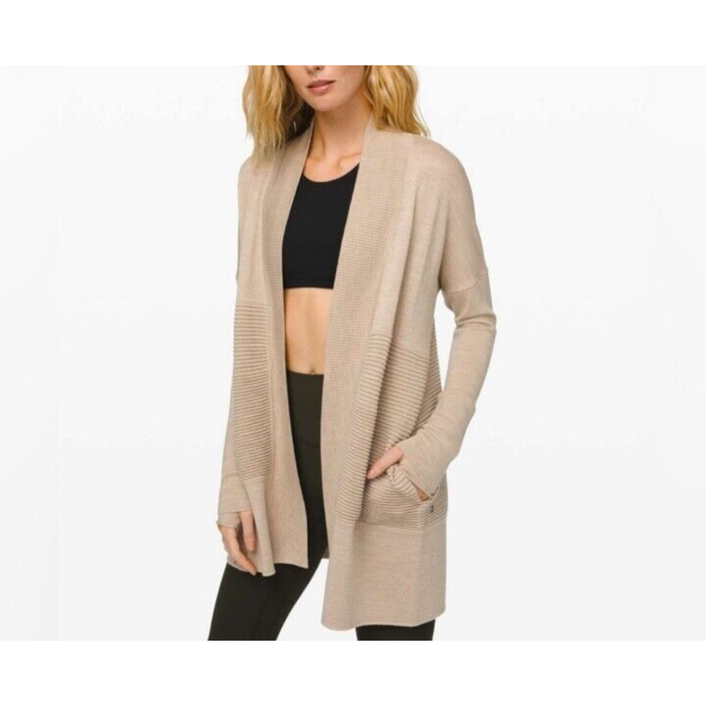 LULULEMON Sit in Lotus Open-Front Ribbed Cardigan, Cream VGUC